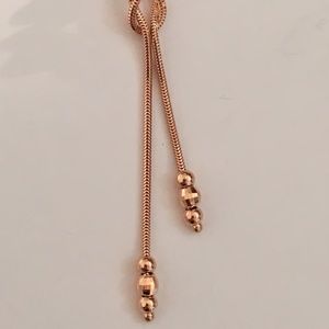 Solid 14K  Rose Gold Bead Rope Chain Necklace 18"